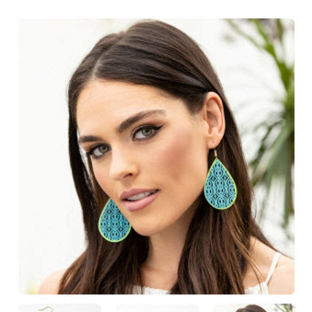 New Turquoise Gold Bracelet & Earrings 4 Beach Summer